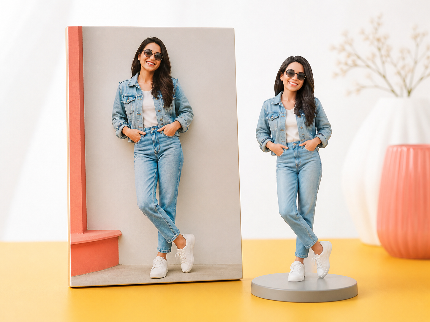 подарък за жена като персонализирана 3D фигурка с denim outfit
